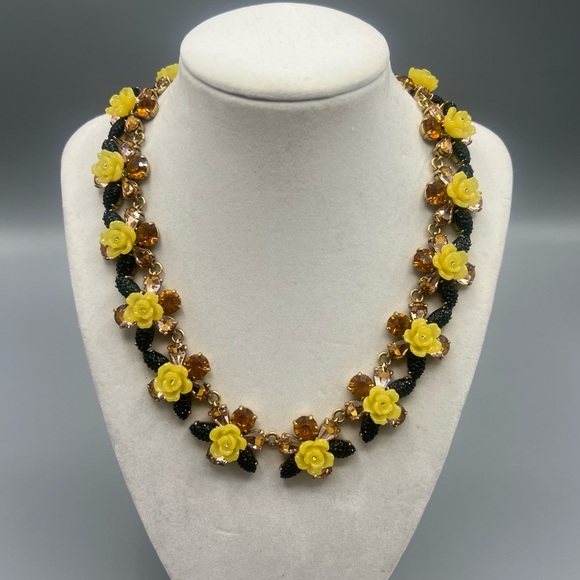 J. Crew Jewelry - J. Crew Firefly Yellow Floral Jeweled Statement Necklace